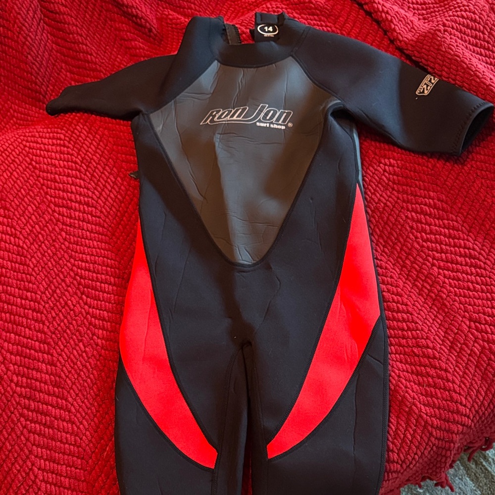 Ron Jon Kids Swim Wetsuit - Black and Red kids size 14